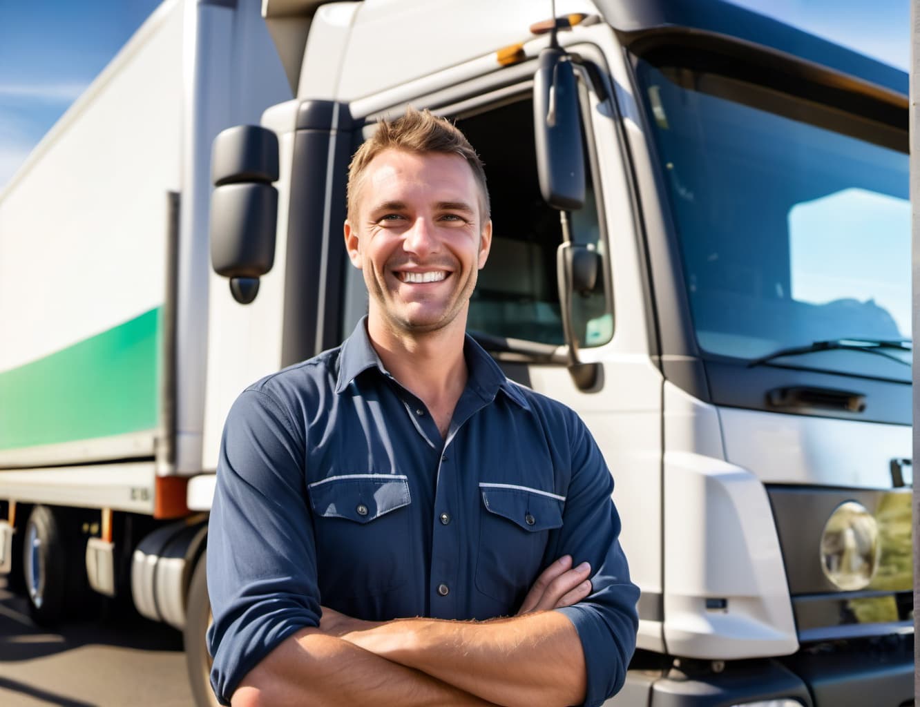Smiling truck driver